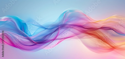 Colorful Abstract Smoke Waves on Blue Gradient.
