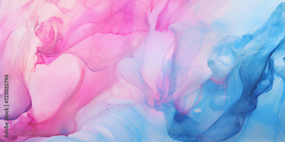 A colorful watercolor background with pink and blue paint splashes
