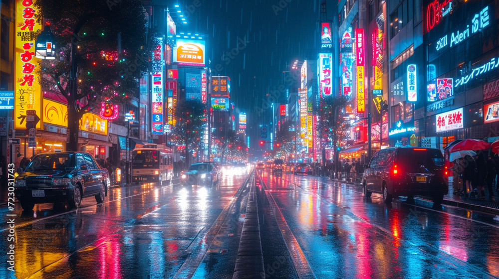Nocturnal Energy: Neon-lit Streets of Downtown Shinjuku, Tokyo, Photography Revealing Vibrant Urban Atmosphere