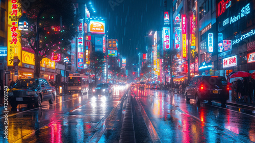 Nocturnal Energy: Neon-lit Streets of Downtown Shinjuku, Tokyo, Photography Revealing Vibrant Urban Atmosphere © SithCreations