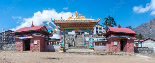 Buddhist monastery in himalayas mountain. Tengboche, Nepal photo