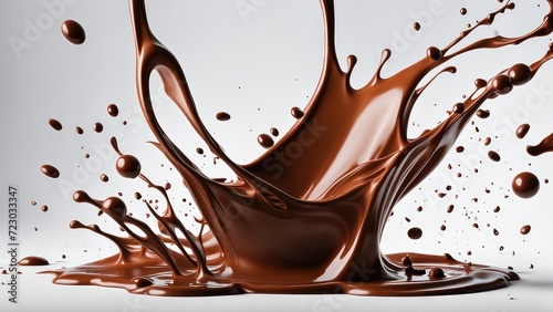 Splashes of chocolate milk on a white background
