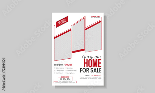 Professional real estate flyer template design for housing or property business agency. Home sale advertisement poster fully editable
