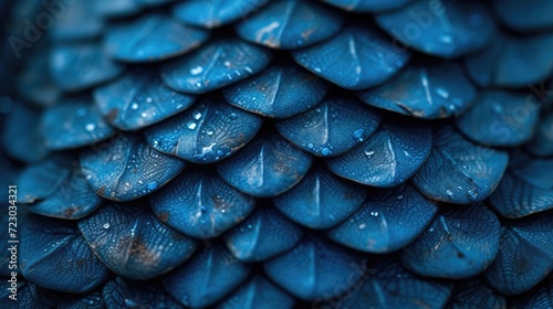 Abstract dark blue background. Convex scales. Scales made of dragon or snake skin, crocodile, anaconda