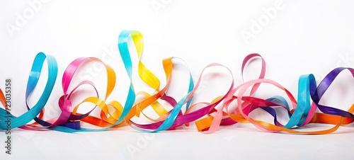 A lively assortment of ribbons, shapes, streaks, waves, curves, and swirls bursting with color and movement.