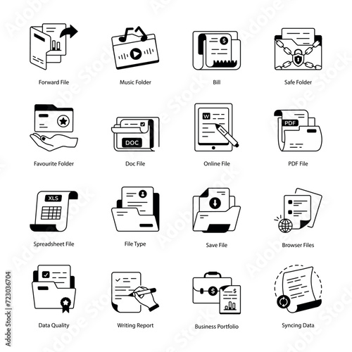 Pack of Documents Linear Icons 

