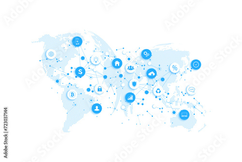 Internet of things (IoT) and network connection concept design vector. Smart digital concept