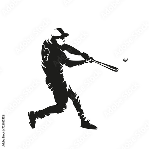 Baseball player, batter, isolated vector silhouette. Team sport athlete