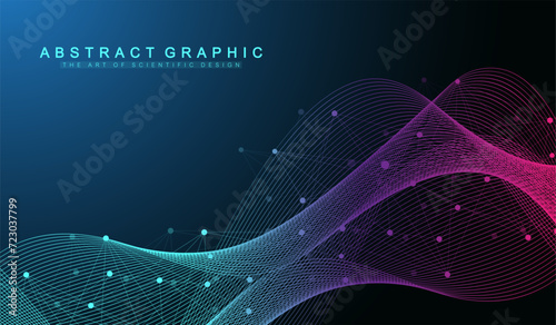 Abstract tech network connection dots. Digital technology and big data analysis background. White background with plexus lines. Geometric background with abstract mesh
