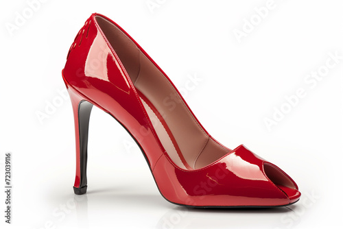 Elegant Red High Heel Shoe on White Background - A Classic Symbol of Femininity and High Fashion