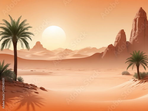 Sands of Serenity: Tranquil Desert Landscape, Awe-Inspiring Dunes and Endless Horizons, A Journey into Nature's Timeless Beauty, Generative AI.