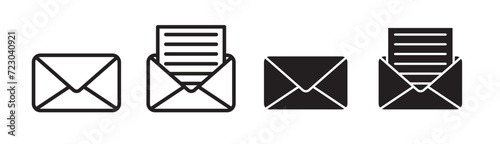 Email address  icon set. open and close newsletter envelope vector symbol. post message letter sign. mailbox or inbox Ui button.  photo
