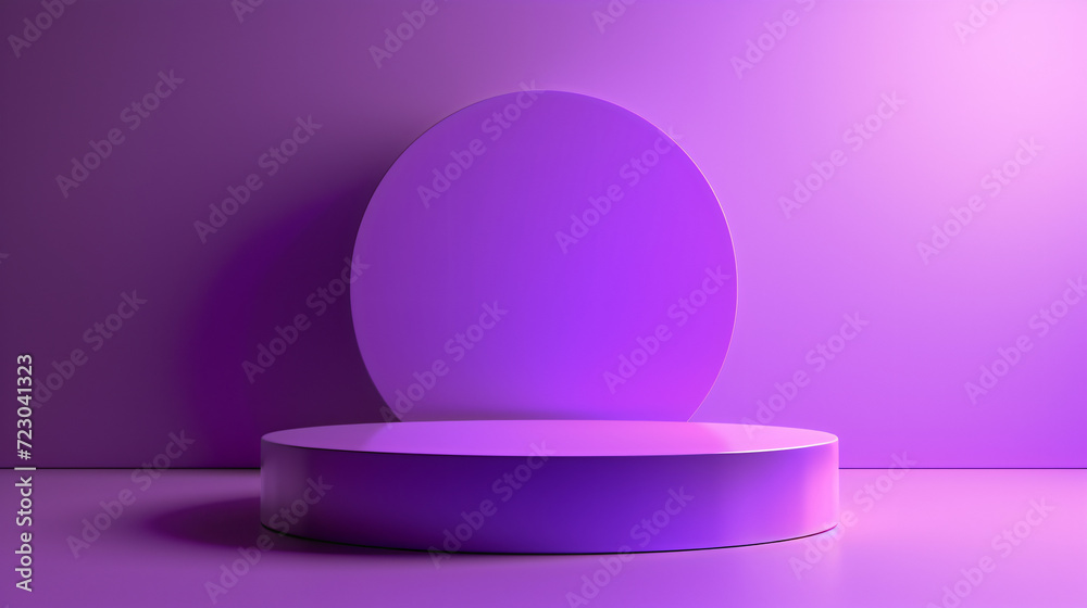A Purple cylinder pedestal podium display, empty room background A Purple cylinder pedestal podium display, empty room background