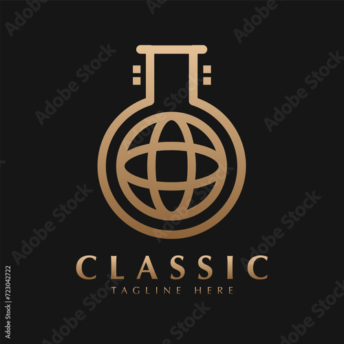 chemical flask logo vector template