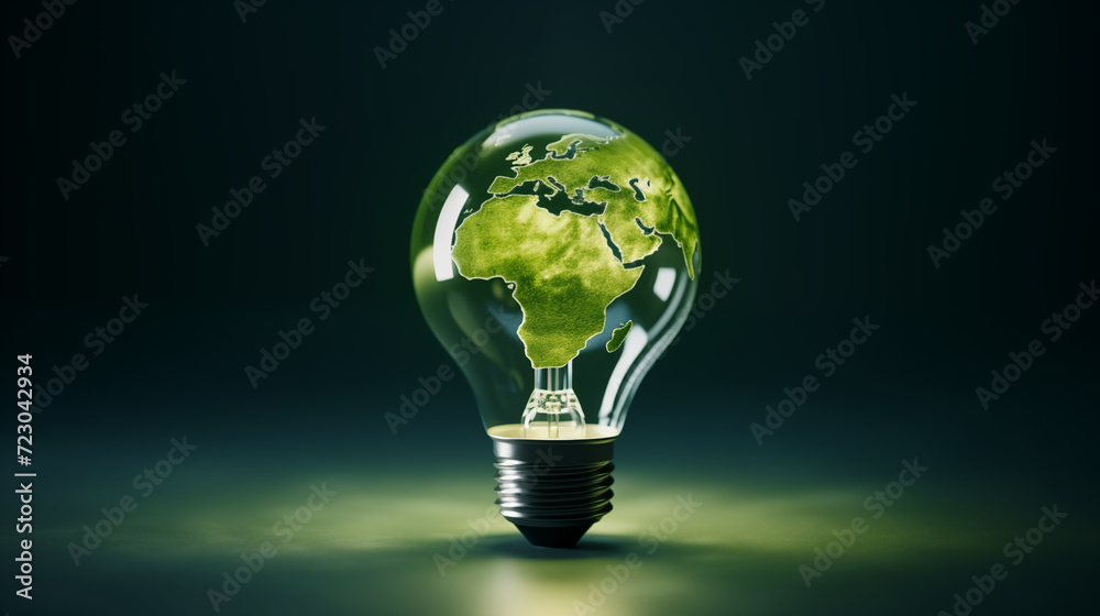 Green Earth Illuminated: A Conceptual Image of a Globe Inside a Light Bulb Green Earth Illuminated: A Conceptual Image of a Globe Inside a Light Bulb