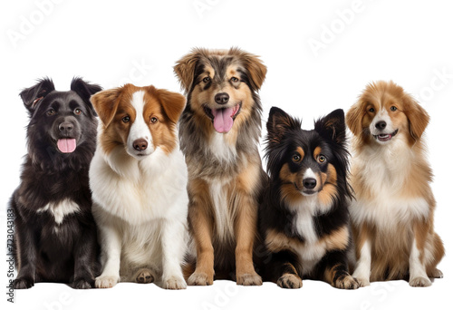 Group of dogs isolated on transparent or white background