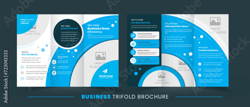Trifold Brochure Layout with Creative Blue Circles | Tri Fold Brochure Layout for Corporate Business Purposes | Easy To Customize