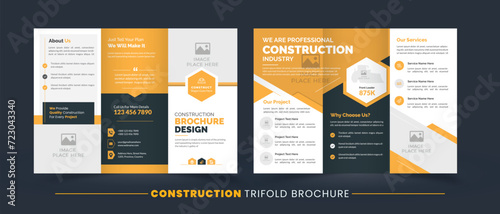 Construction Trifold Brochure | Company or Business Brochure Template | Easy To Edit