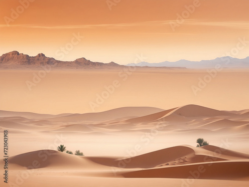 Sands of Serenity  Tranquil Desert Landscape  Awe-Inspiring Dunes and Endless Horizons  A Journey into Nature s Timeless Beauty  Generative AI.
