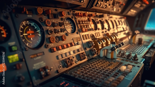 Close-up photo of Airline flight pilot control deck