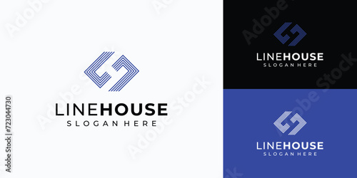 Letter L H initial vector logo design with striped style.