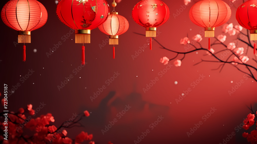 Chinese New Year background, Lunar New Year greeting card template with copy space Chinese New Year background, Lunar New Year greeting card template with copy space
