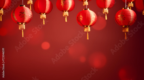 Chinese New Year background  Lunar New Year greeting card template with copy space