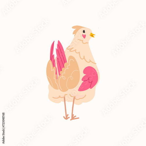 Cute chicken cartoon vector. Animal character illustration isolated on white background