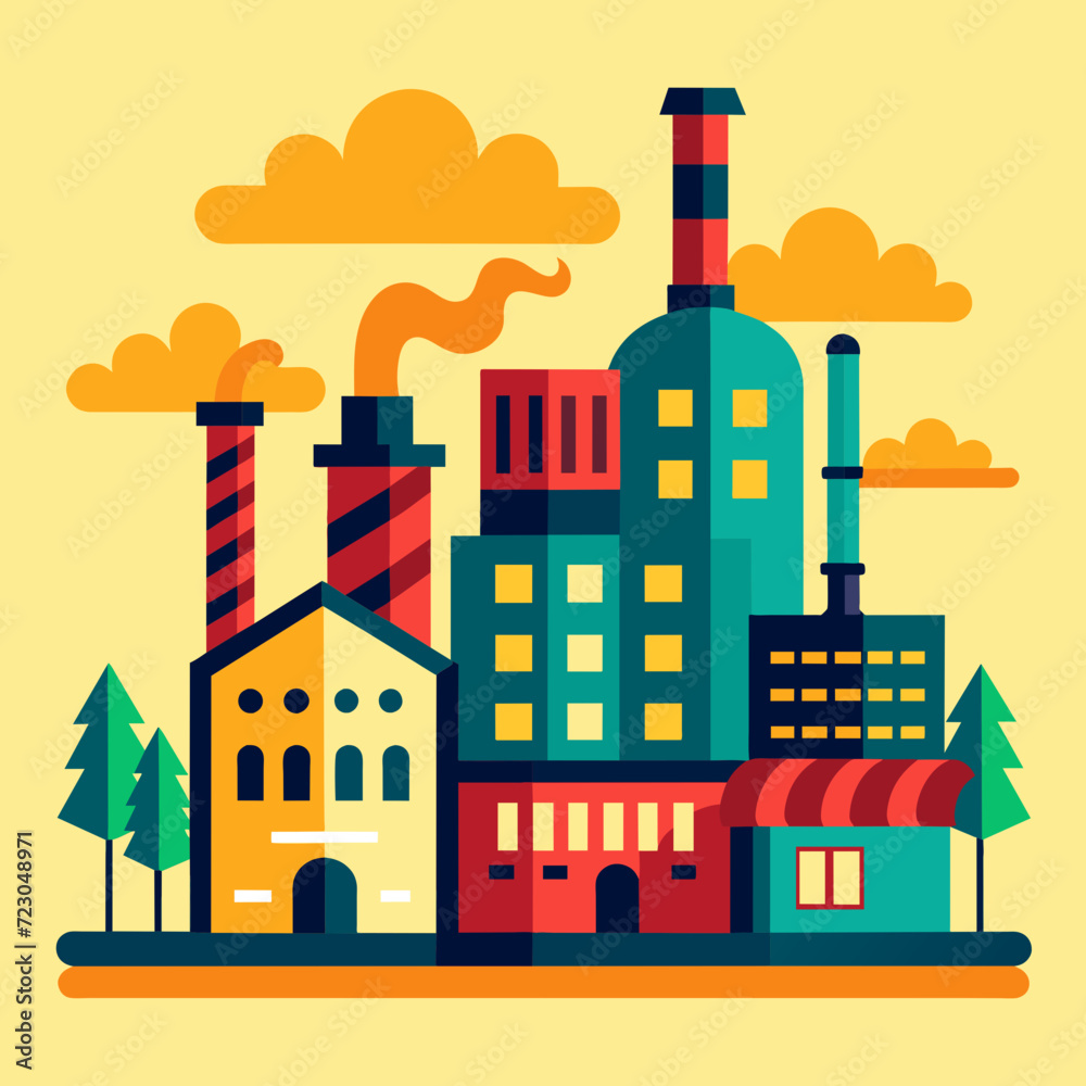 Industrial factory vector graphic industry production 