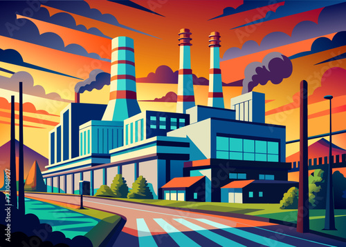 Industrial factory vector graphic industry production 