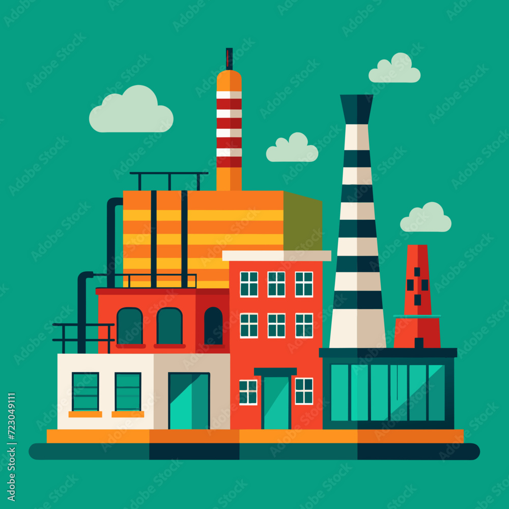 Fototapeta premium Industrial factory vector graphic industry production 
