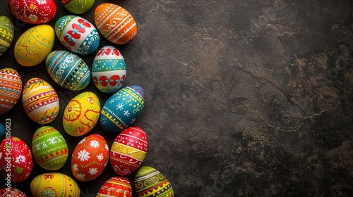 vibrant background with Easter eggs. photo