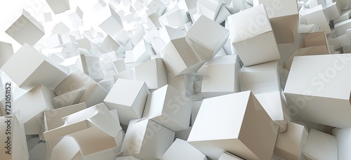 A background filled with randomly shifted white cube boxes, creating a dynamic and modern aesthetic.