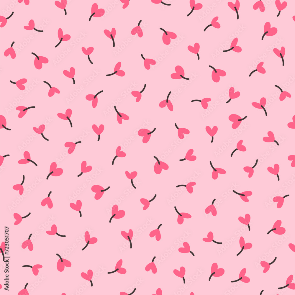 Ditsy vector seamless pattern with hearts on pink background. Happy valentines day Texture for web, print, wrapping paper, wedding invitation card, textile, fabric, home décor, romantic gift paper Ditsy vector seamless pattern with hearts on pink background. Happy valentines day Texture for web, print, wrapping paper, wedding invitation card, textile, fabric, home décor, romantic gift paper