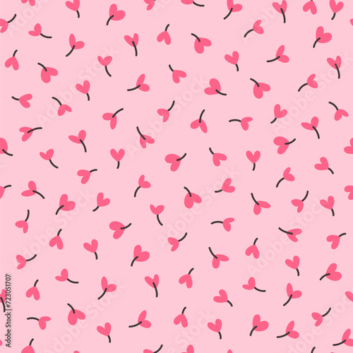 Ditsy vector seamless pattern with hearts on pink background. Happy valentines day Texture for web, print, wrapping paper, wedding invitation card, textile, fabric, home décor, romantic gift paper