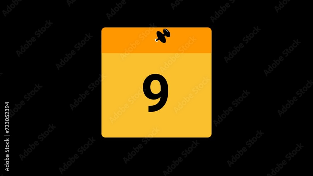 9th number in sticky note Animation with transparent background 9th number in sticky note Animation with transparent background