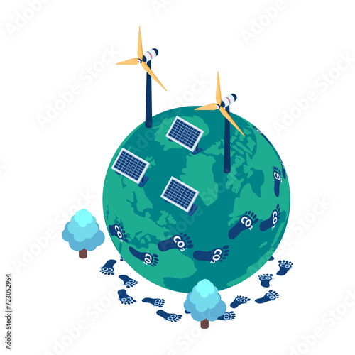 Isometric World with Carbon Footprint and Renewable Energy