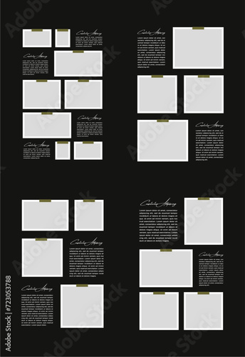 Set Pictures or photos frame collage. comics page grid layout abstract photo frames and digital photo wall template