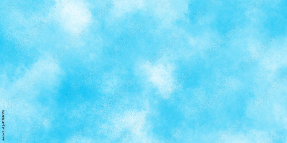 Brush paint blue paper textured canvas element with clouds, blue sky with clouds background, painted white clouds with pastel blue sky, abstract watercolor background illustration. - obrazy, fototapety, plakaty 