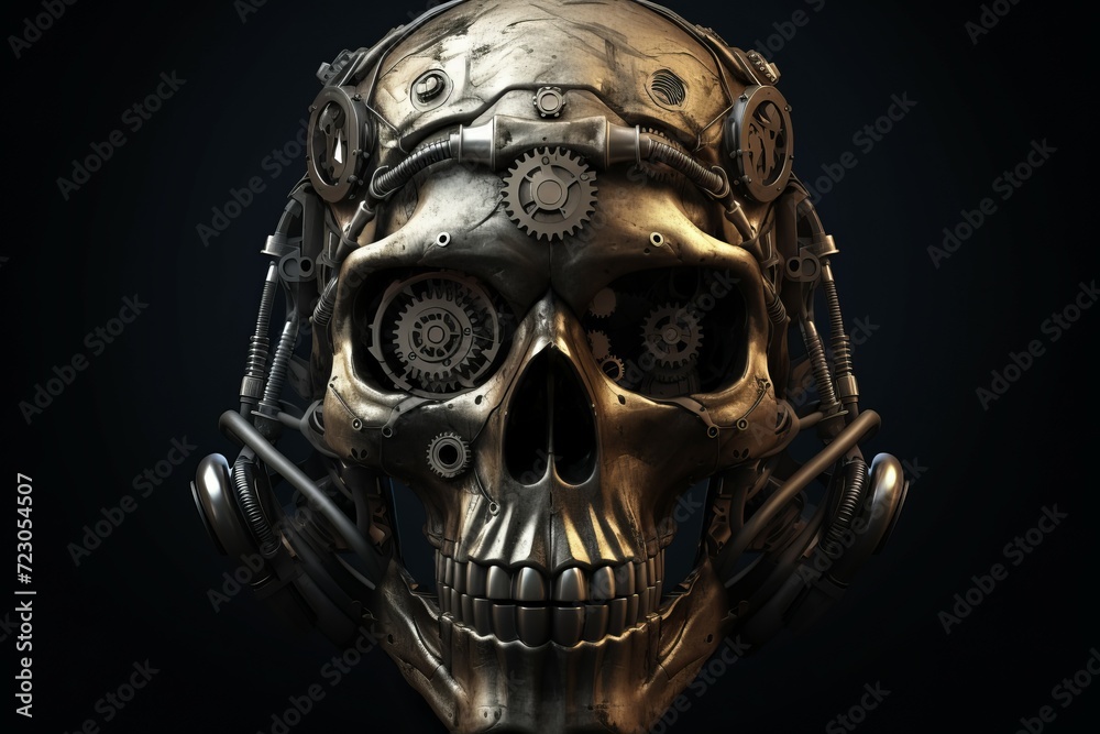 Creative mechanic gear system skull. Skeletal head mechanism assembly structure. Generate ai Creative mechanic gear system skull. Skeletal head mechanism assembly structure. Generate ai
