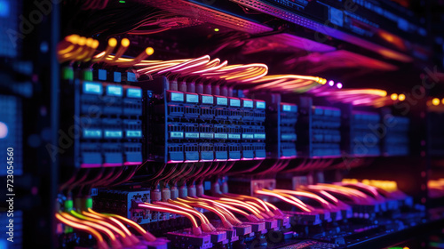 Complex networking cabling in server racks © didiksaputra
