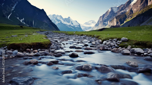 A watercourse surrounded by mountain.