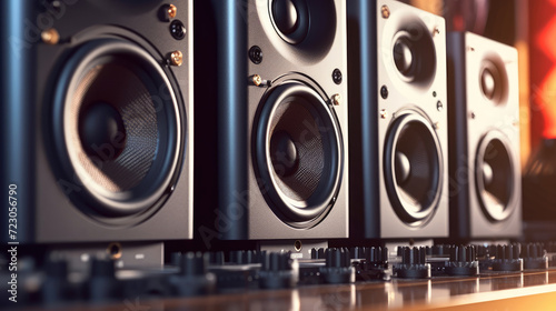 Close - up photo of speakers on a mixer