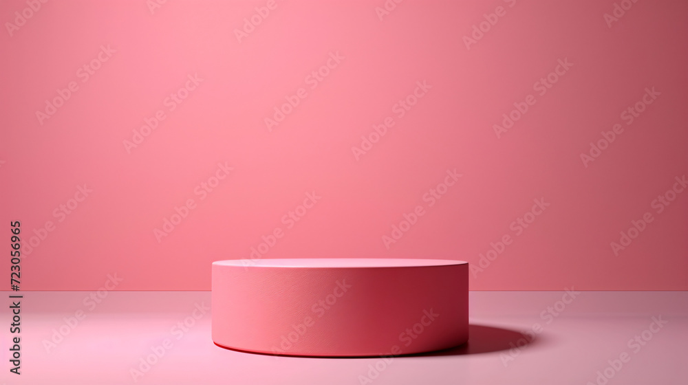 light pink minimal concept cylinder pedestal or podium for product showcase display on empty background