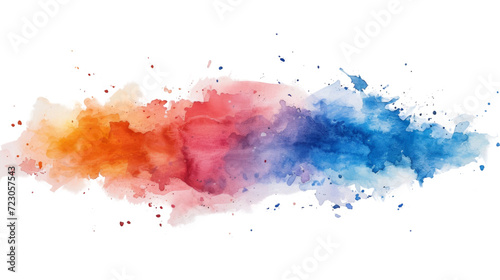 Colorful watercolor paint splashes blending on white paper  creating a vivid spectrum.