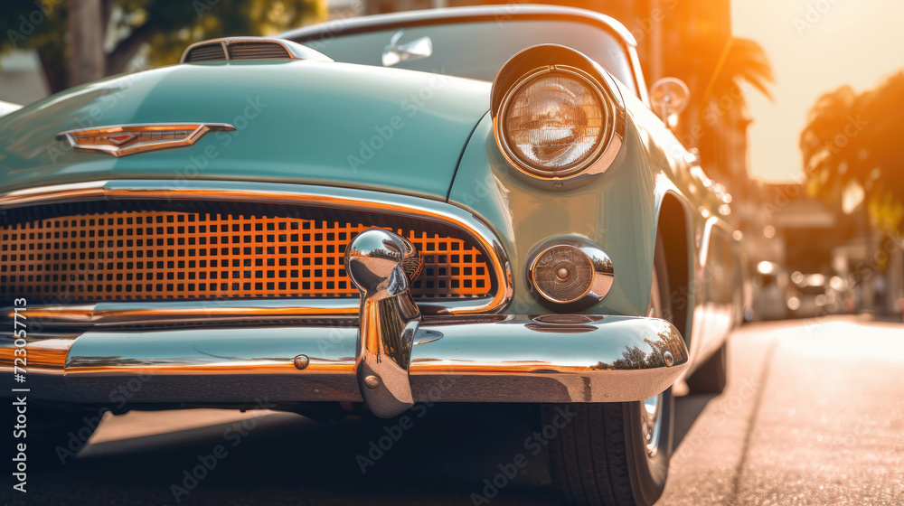 Close-up photo of a classic car