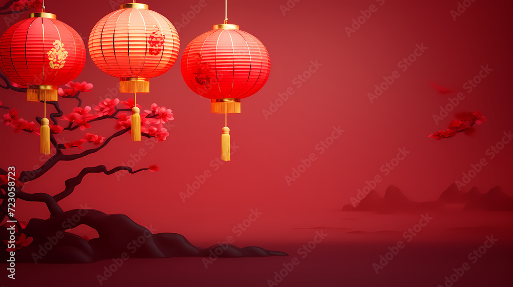 Obraz premium Happy Chinese New Year, Chinese New Year concept with copy space