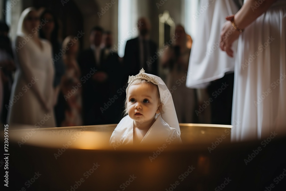 Girl christened church. Orthodox religious blessing children ritual ...