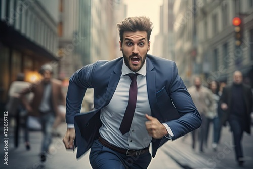 мужчина в сером костюме торопиться,офисный сотрудник бежит на работу,парень с усами убегает в черте города