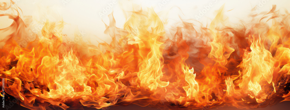 Obraz premium Fiery Inferno: A Blazing Bonfire of Red and Yellow Flames Igniting a Dangerous and Beautiful Nature's Fury